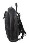 PIERRE CARDIN LADIES WOVEN LEATHER BACKPACK - BLACK