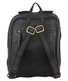 PIERRE CARDIN LADIES WOVEN LEATHER BACKPACK - BLACK