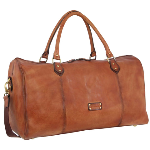 Pierre Cardin Smooth Leather Overnight Bag - Cognac
