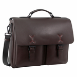 Pierre Cardin Italian Leather Business Satchel Bag - Brown