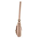PIERRE CARDIN MEDIUM CROSS BODY BAG WITH WOVEN FRONT POCKET - DUSTY PINK