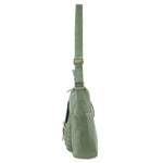 Pierre Cardin Leather Cross Body Bag with Woven Front Pocket - Green