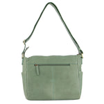 Pierre Cardin Leather Cross Body Bag with Woven Front Pocket - Green