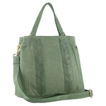 HERRINGBONE EMBOSSED LEATHER TOTE - GREEN