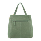 HERRINGBONE EMBOSSED LEATHER TOTE - GREEN