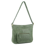 Pierre Cardin Large Woven Embossed Cross Body Bag - Green