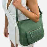 Pierre Cardin Large Woven Embossed Cross Body Bag - Green
