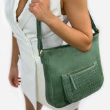 Pierre Cardin Large Woven Embossed Cross Body Bag - Green