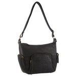 Pierre Cardin Woven Embossed Leather Handbag - Black