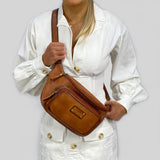 Pierre Cardin Burnished Leather Sling Bag - Cognac