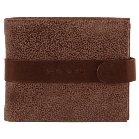 PIERRE CARDIN MEN'S LEATHER TAB WALLET - BROWN