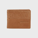 Pierre Cardin Woven Embossed Men's Tri-Fold Wallet - Dark Tan
