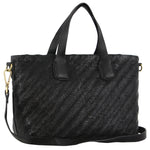 Pierre Cardin Woven Embossed Leather Tote - Black