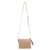 Pierre Cardin Leather Tassel Crossbody Bag -  Nude