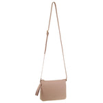 Pierre Cardin Leather Tassel Crossbody Bag -  Nude