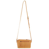 Pierre Cardin Leather Pleated Design Crossbody Bag - Apricot