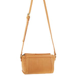 Pierre Cardin Leather Pleated Design Crossbody Bag - Apricot