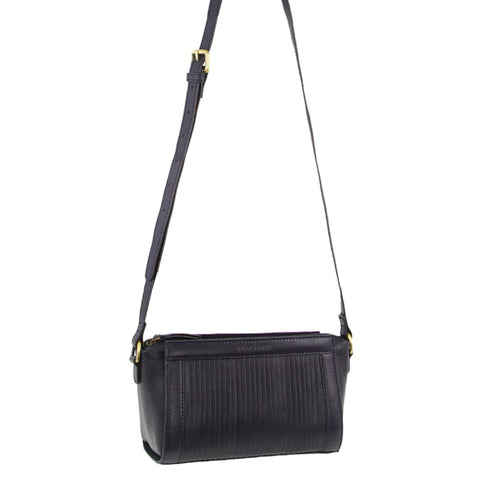Pierre Cardin Leather Pleated Design Crossbody Bag - Navy