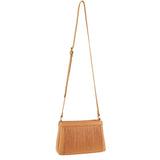 Pierre Cardin Leather Pleated Crossbody Bag - Apricot