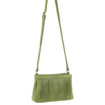 Pierre Cardin Leather Pleated Crossbody Bag - Leaf