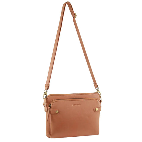 Pierre Cardin Leather Crossbody Bag - Apricot