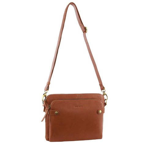 Pierre Cardin Leather Crossbody Bag - Tan