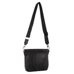 Pierre Cardin Stamped Leather Cross Body Bag - Black