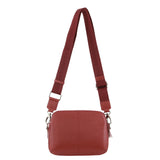 Pierre Cardin Webbing Strap Leather Crossbody Bag - Marsala