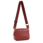 Pierre Cardin Webbing Strap Leather Crossbody Bag - Marsala