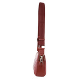 Pierre Cardin Webbing Strap Leather Crossbody Bag - Marsala