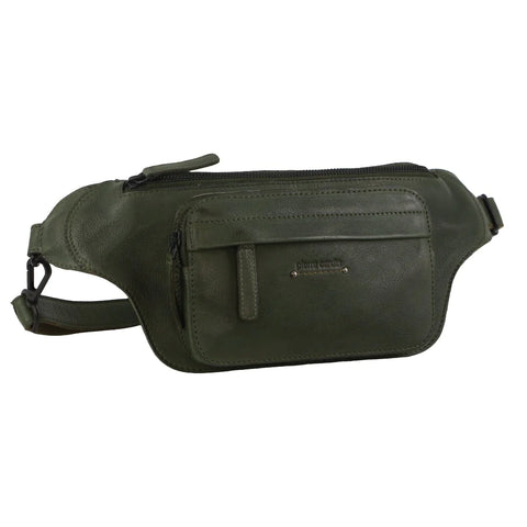 Pierre Cardin Rustic Leather Belt Bag - Grape Leaf