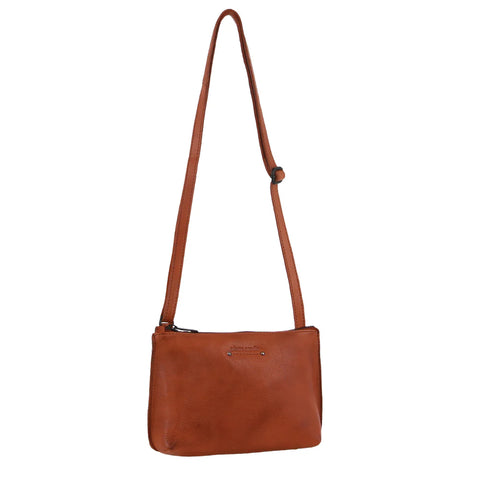 Pierre Cardin Small Leather Cross Body Bag - Cognac