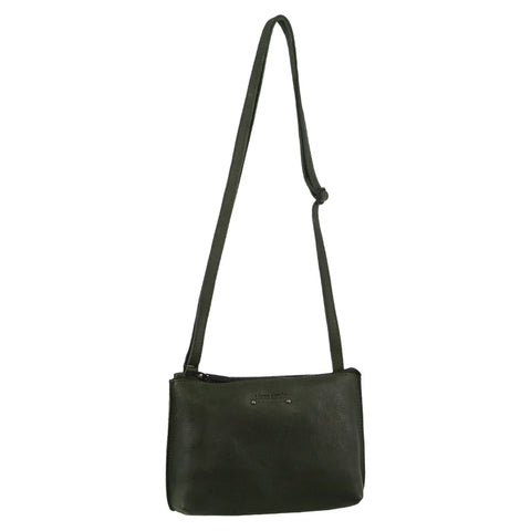 Pierre Cardin Small Leather Cross Body Bag - Dark Green