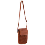 Pierre Cardin Leather Embossed Woven Wallet Bag - Cognac