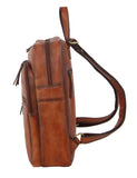 Pierre Cardin Burnished Leather Laptop Backpack - Cognac