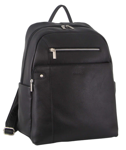PIERRE CARDIN LEATHER BUSINESS BACKPACK - BLACK