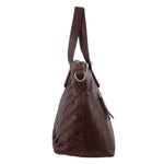 Pierre Cardin Woven Embossed Leather Tote - Burgundy