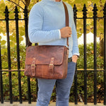 Pierre Cardin Leather Business Satchel - Cognac