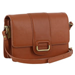 Pierre Cardin Leather Flapover Crossbody Bag/Clutch - Cognac