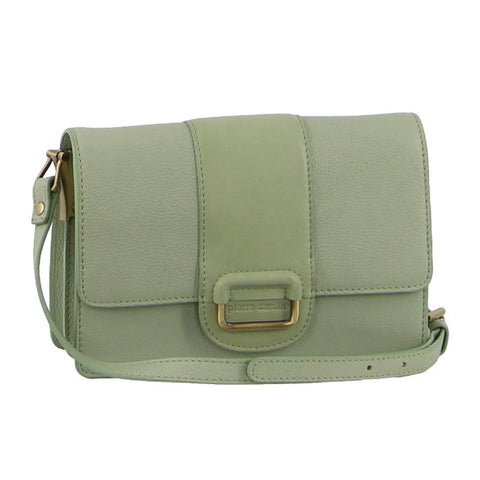 Pierre Cardin Leather Flapover Crossbody Bag/Clutch - Jade