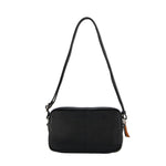Ladies Leather Cross Body Bag with Tan Detail - Black