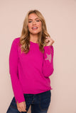 Suzy D Pia Jersey Top with Star Detail - Deep Pink