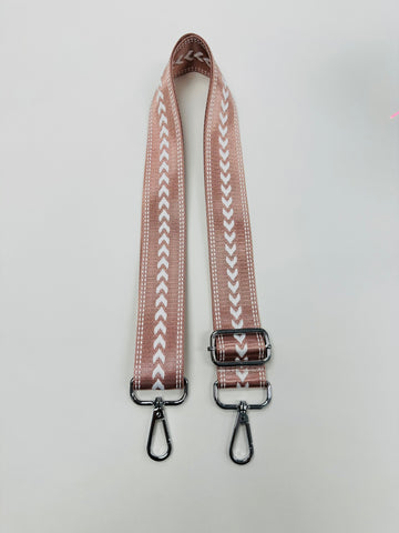 Fashion Bag Strap - Rose Pink with White Arrow