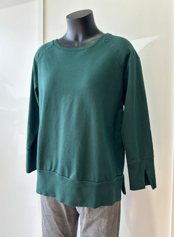 Suzy D Jayce Sweatshirt with Side Split - Bottle Green