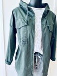 Suzy D Bridget Longline Jacket with Hood - Olive