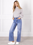 Demi Wide Leg, High Waisted Jeans - Blue