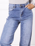 Demi Wide Leg, High Waisted Jeans - Blue