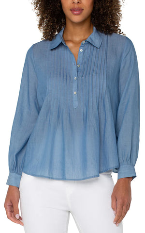 Popover Long Sleeve Woven Blouse