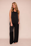 Suzy D Renee Satin Palazzo Pants - Black