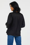 Suzy D Rose Blouse with Ruffle Collar - Black